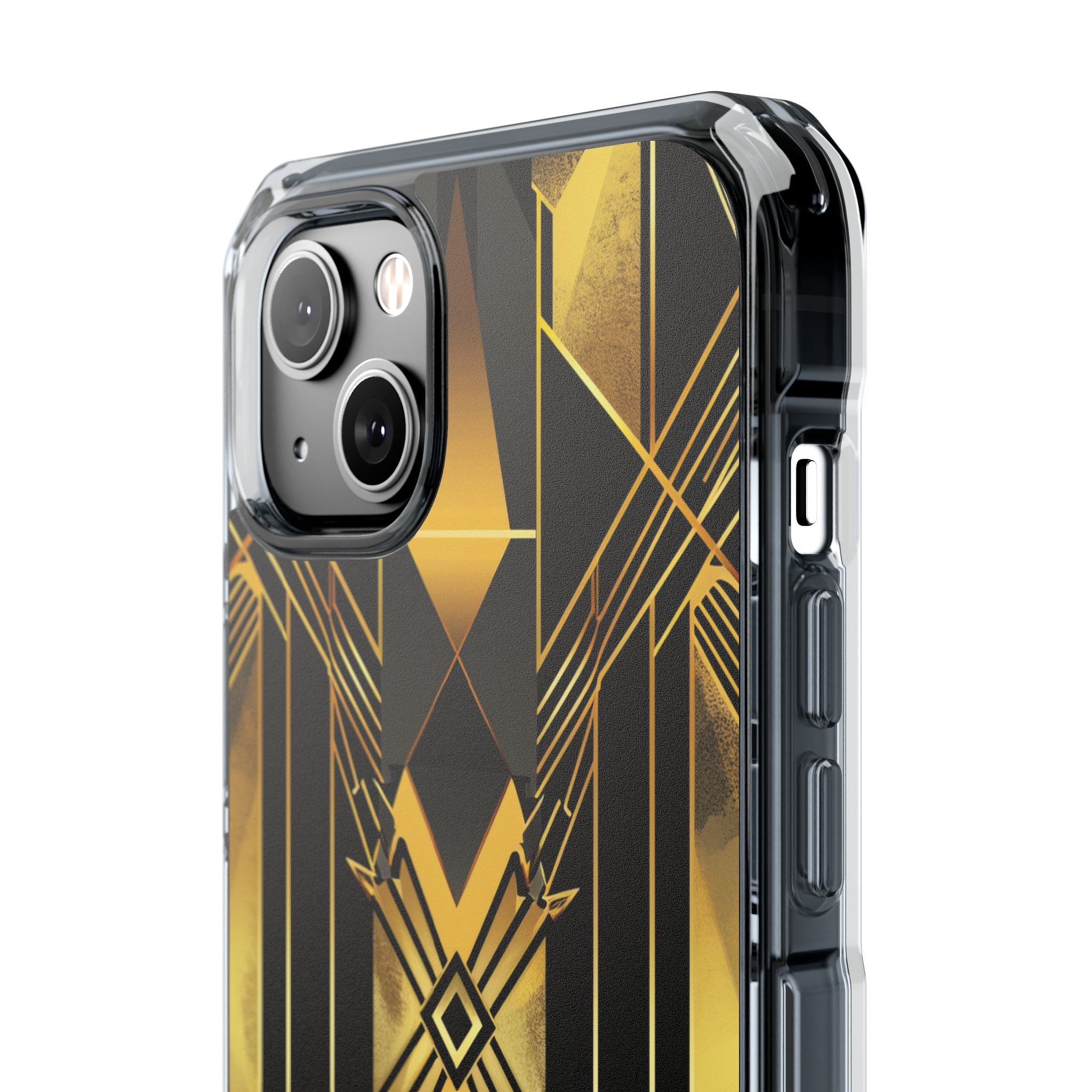 Golden Geometric Elegance iPhone 14 - Clear Impact Phone Case