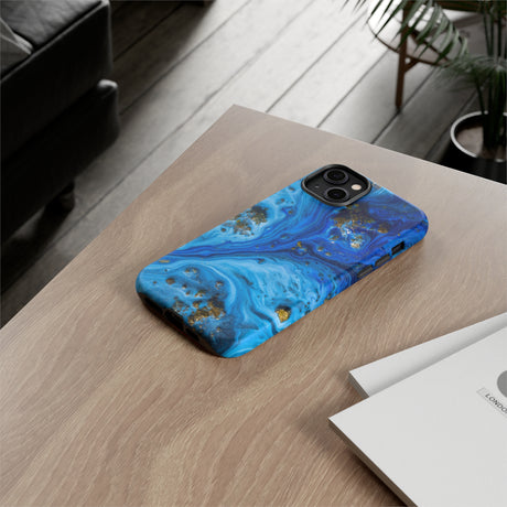 Blue Ice Melt Ink Art iPhone Case (Protective) Phone Case