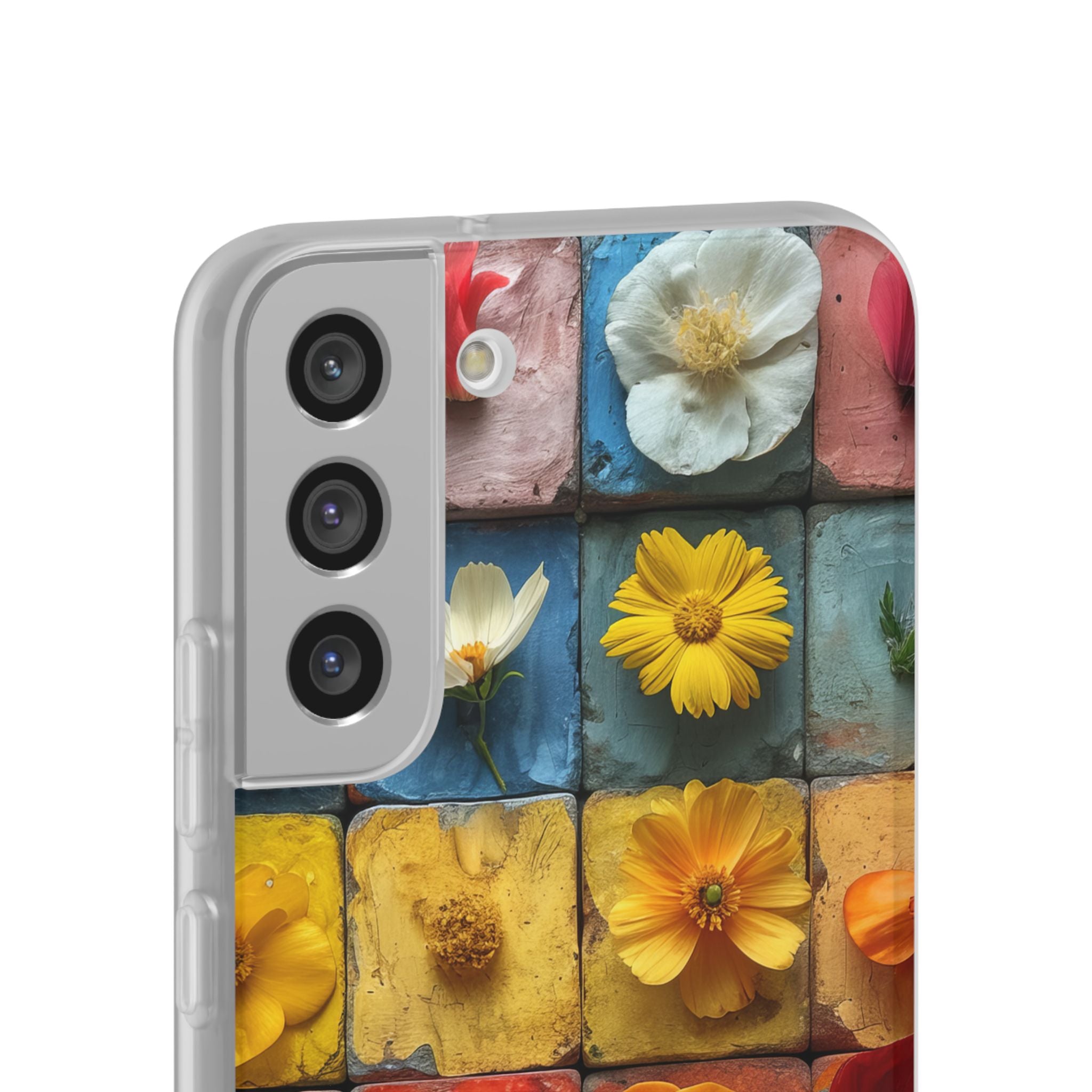 Vibrant Floral Tiles - Flexi Samsung S22 Phone Case