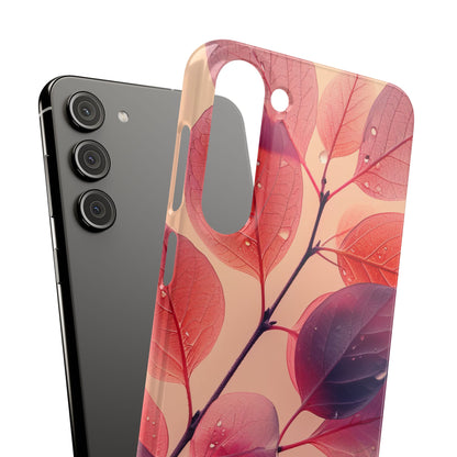 Pink Serenity Leaf Design - Slim Samsung S23 Phone Case