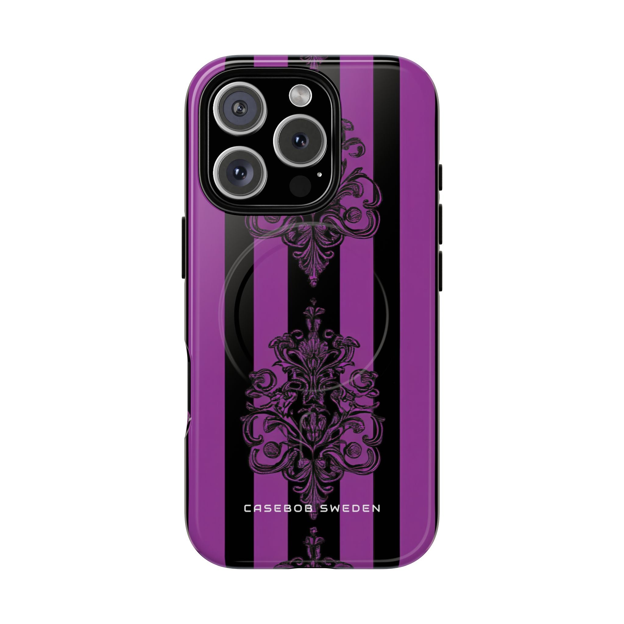 Gothic Elegance with Vertical Stripes and Ornamental Motifs iPhone 16  Tough+ Phone Case