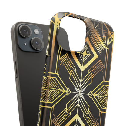 Golden Geometric Opulence iPhone 15 - Slim Phone Case