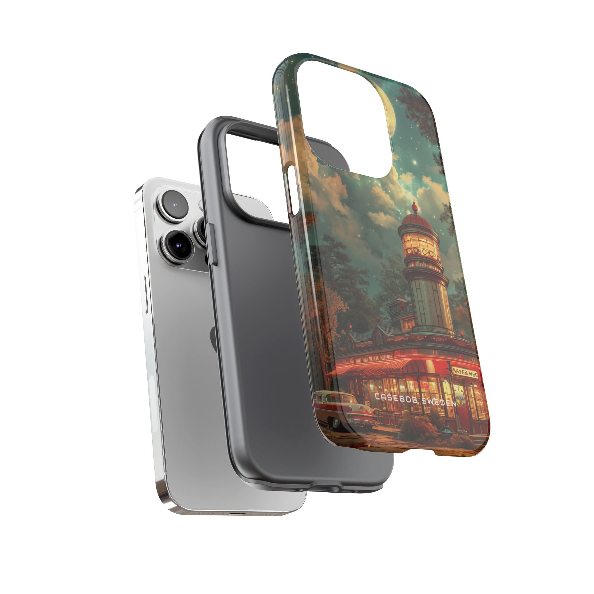 Vintage Moonlit Diner Fantasy iPhone 14 - Tough Phone Case