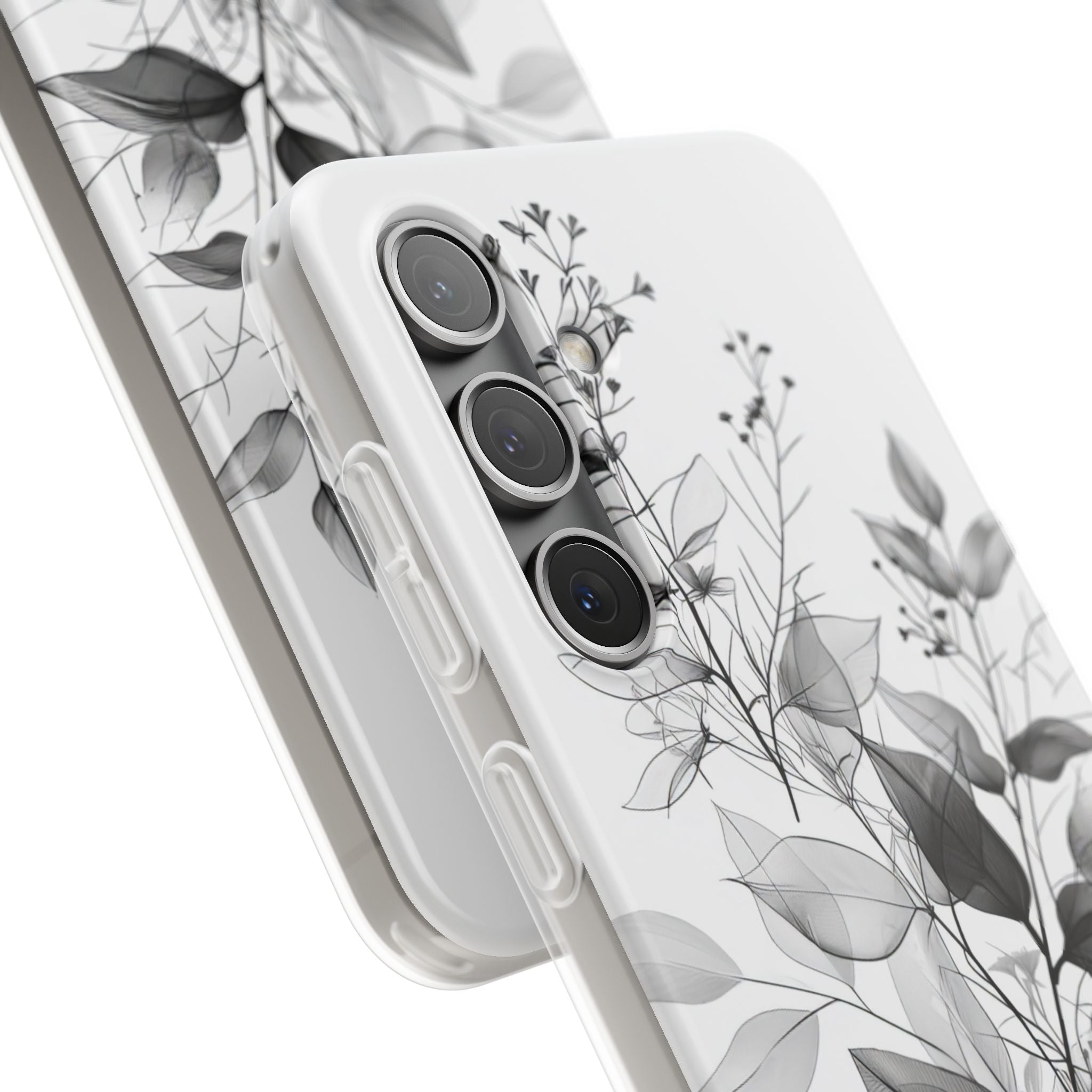 Veined Leaves Gray Samsung S24 Case - Soft