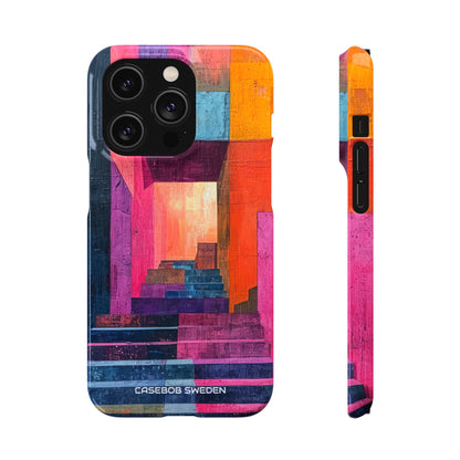 Pink Orange Geometry - Slim iPhone 14 Phone Case