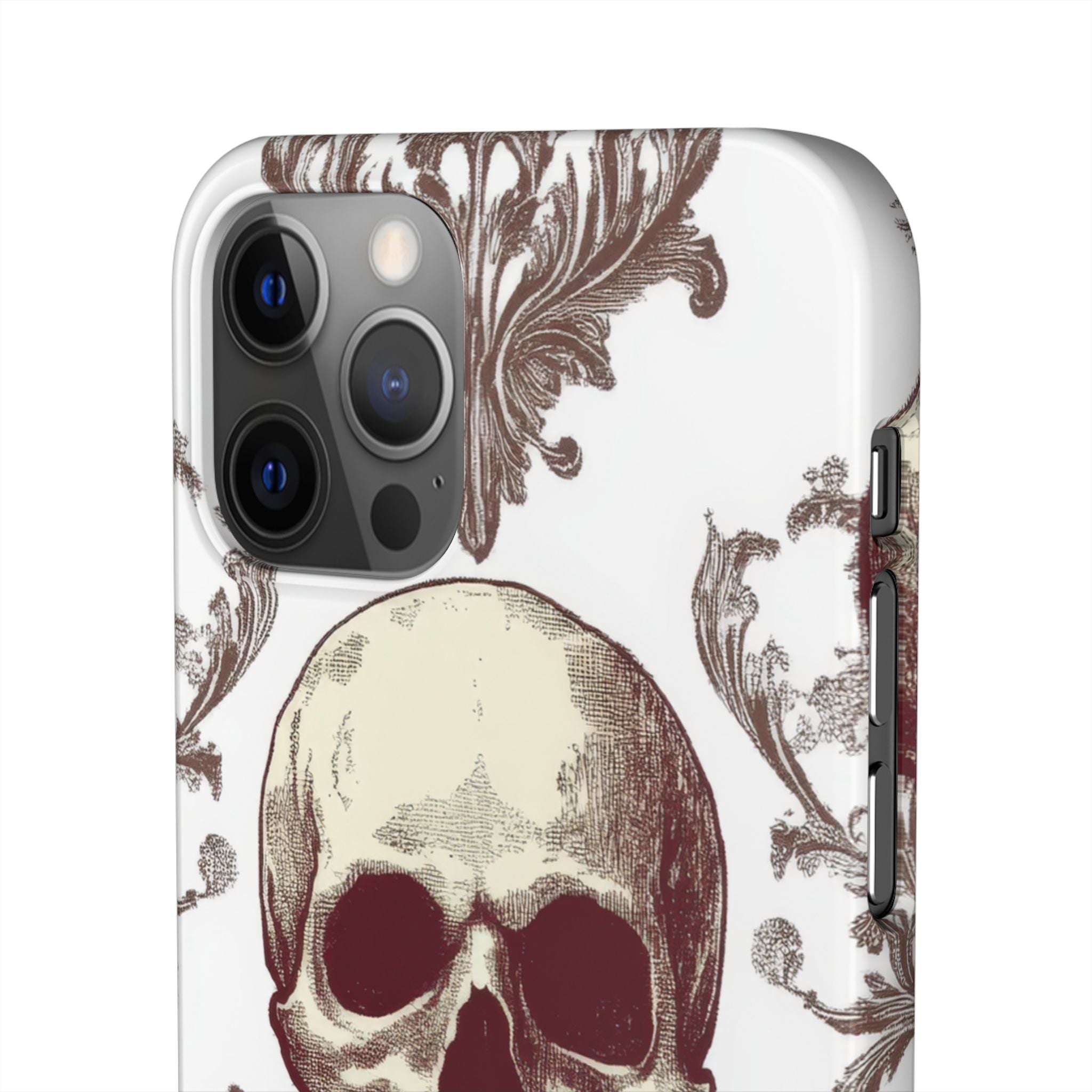 Gothic Skulls and Ornate Foliage iPhone 12 - Slim Phone Case