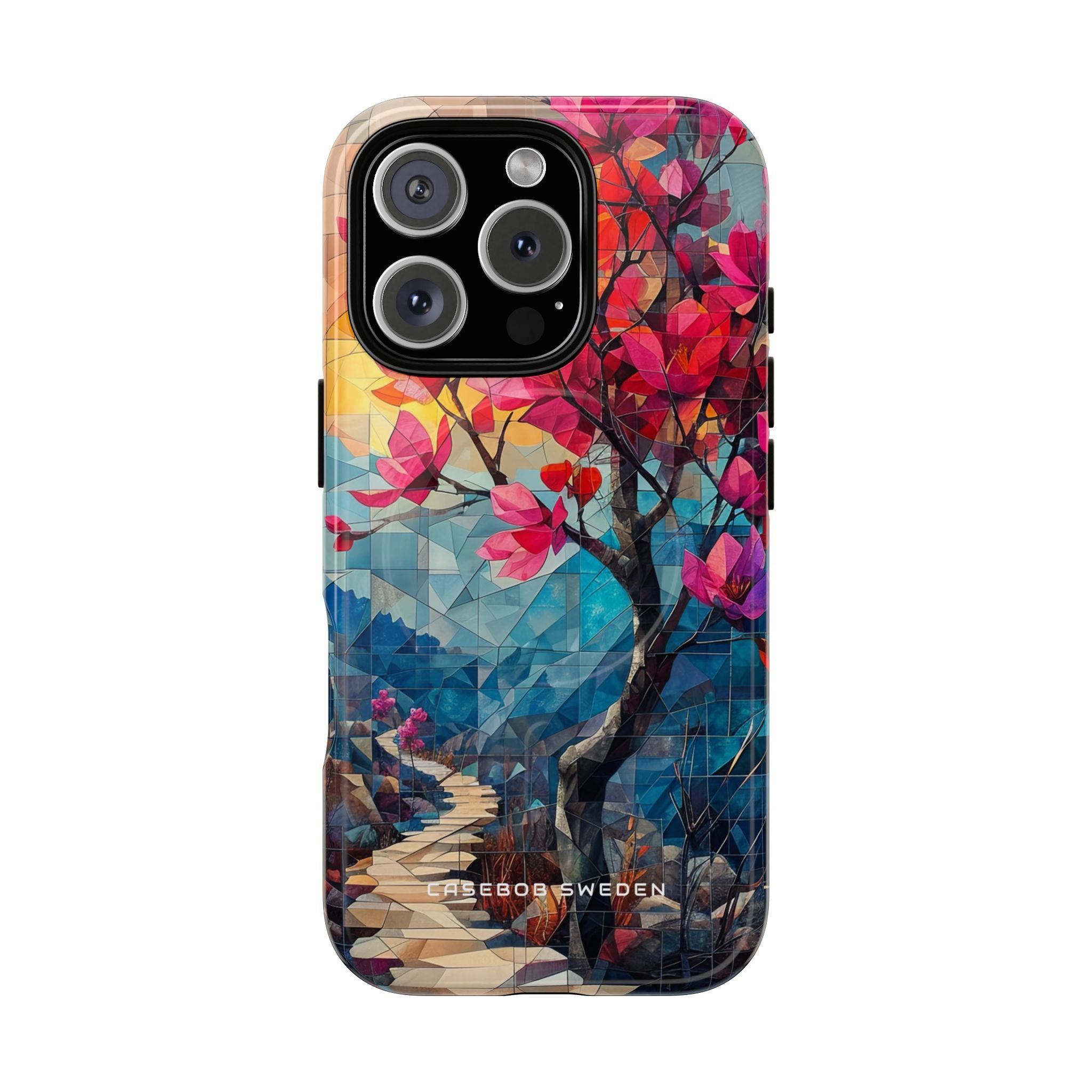 Vibrant Geometric Tree Landscape iPhone 16 | Tough+ Phone Case