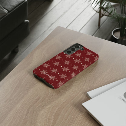 Cream Snowflake Crimson Samsung S22 Case - Tough