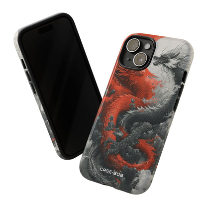 Twin Dragons Crimson iPhone 15 Case - Tough
