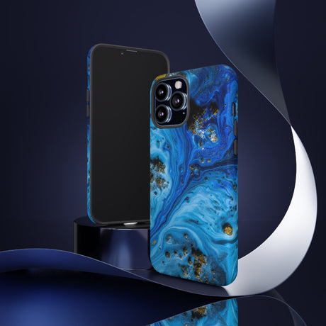 Blue Ice Melt Ink Art iPhone Case (Protective) Phone Case