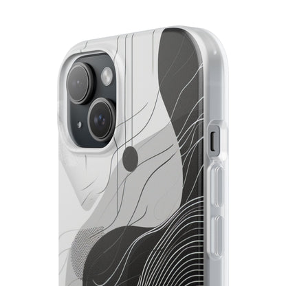 Fluid Rhythms: Monochrome Line Flow iPhone 15 - Flexi Phone Case