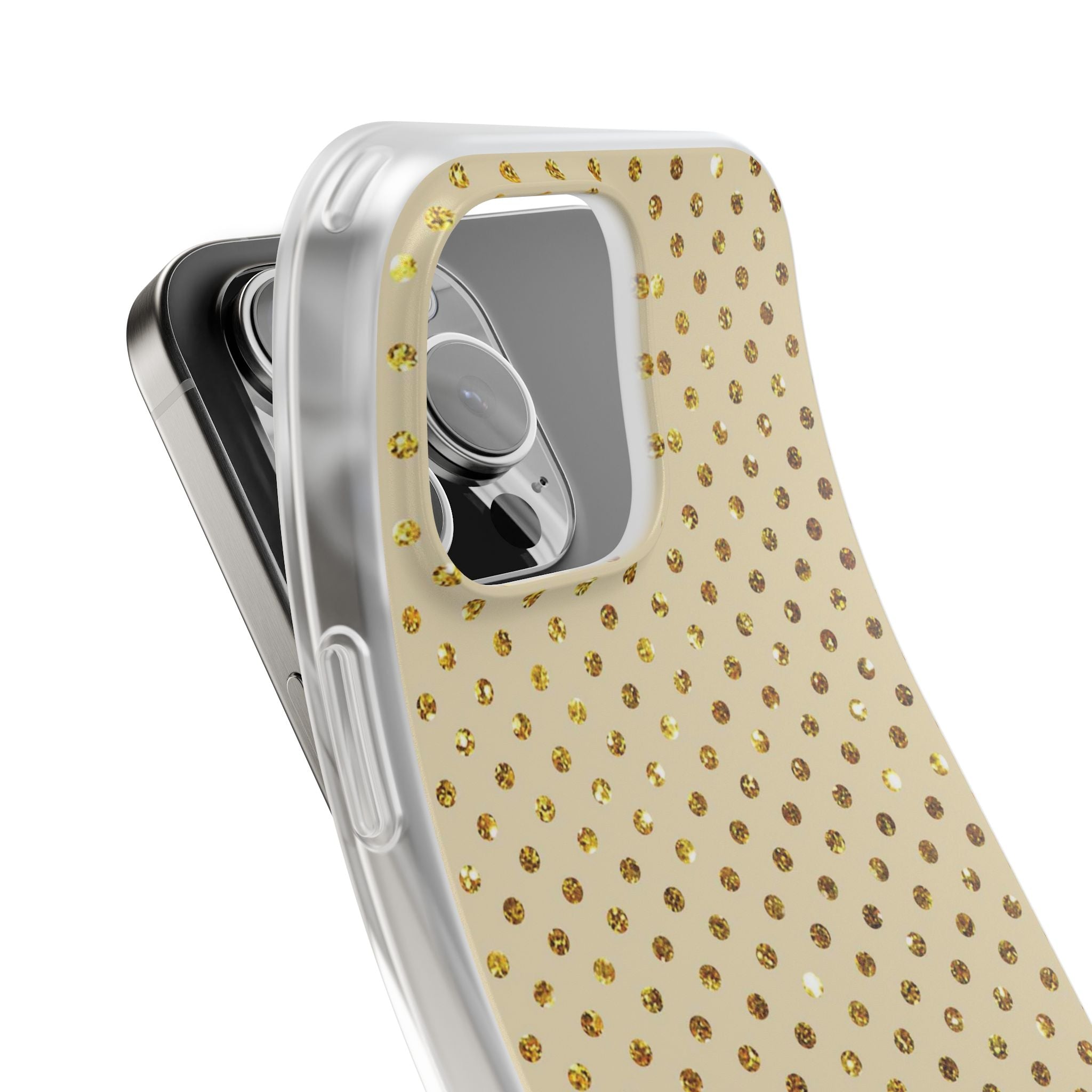 Gold Sparkle Grid iPhone 16 Pro Max Case - Soft