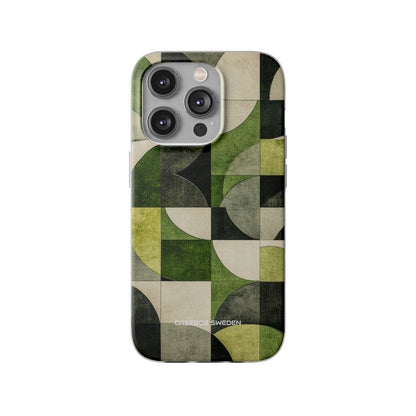 Green Geometric Harmony - Flexi iPhone 14 Phone Case