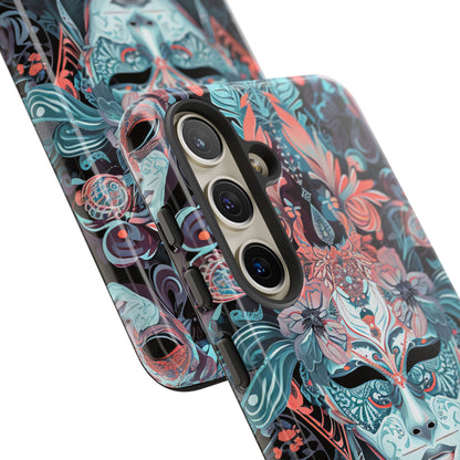 Mystic Teal Coral Mask - Tough Samsung S24 Phone Case