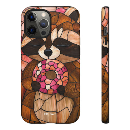 Raccoon Holds Donut - iPhone Case