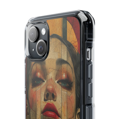 Bold Art Deco Portrait - Clear Impact iPhone 15 Phone Case