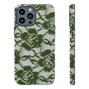 Green Lace Gothic Flower - Protective Phone Case