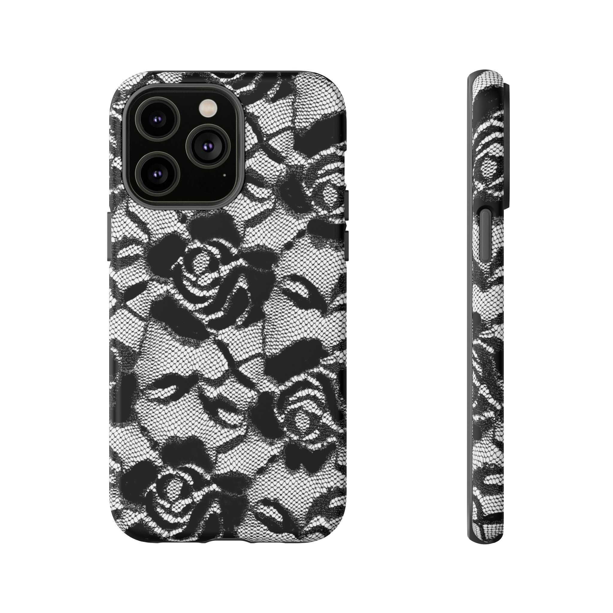 Black Rose Lace Gothic Flower - Protective Phone Case