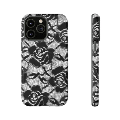 Black Rose Lace Gothic Flower - Protective Phone Case