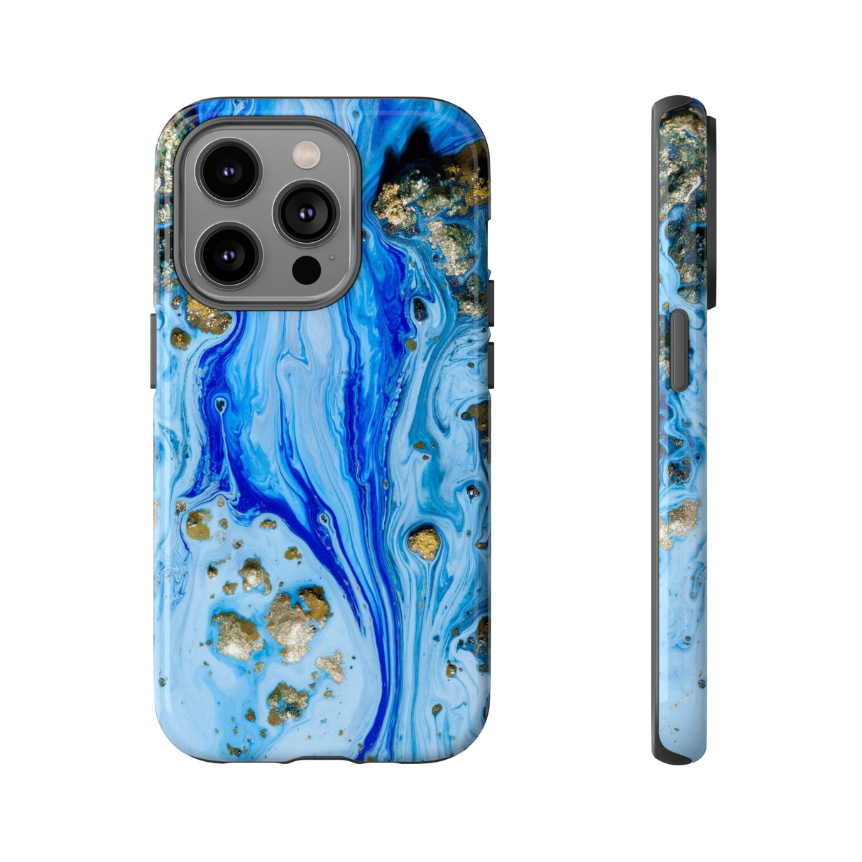 Blue Ice Ink Art iPhone Case (Protective) iPhone 14 Pro Glossy Phone Case