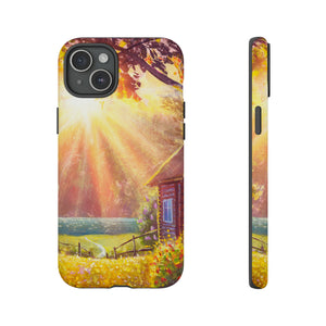 Flower Bushes Wooden House - Protective Phone Case