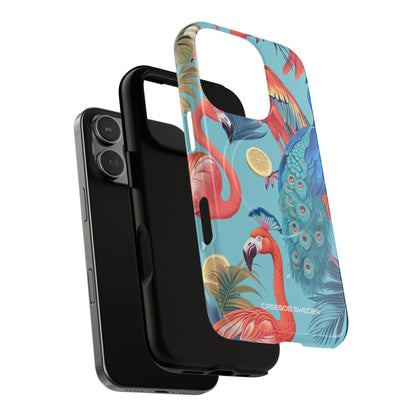 Tropical Flamingo Bliss - Tough + MagSafe® iPhone 16 Phone Case