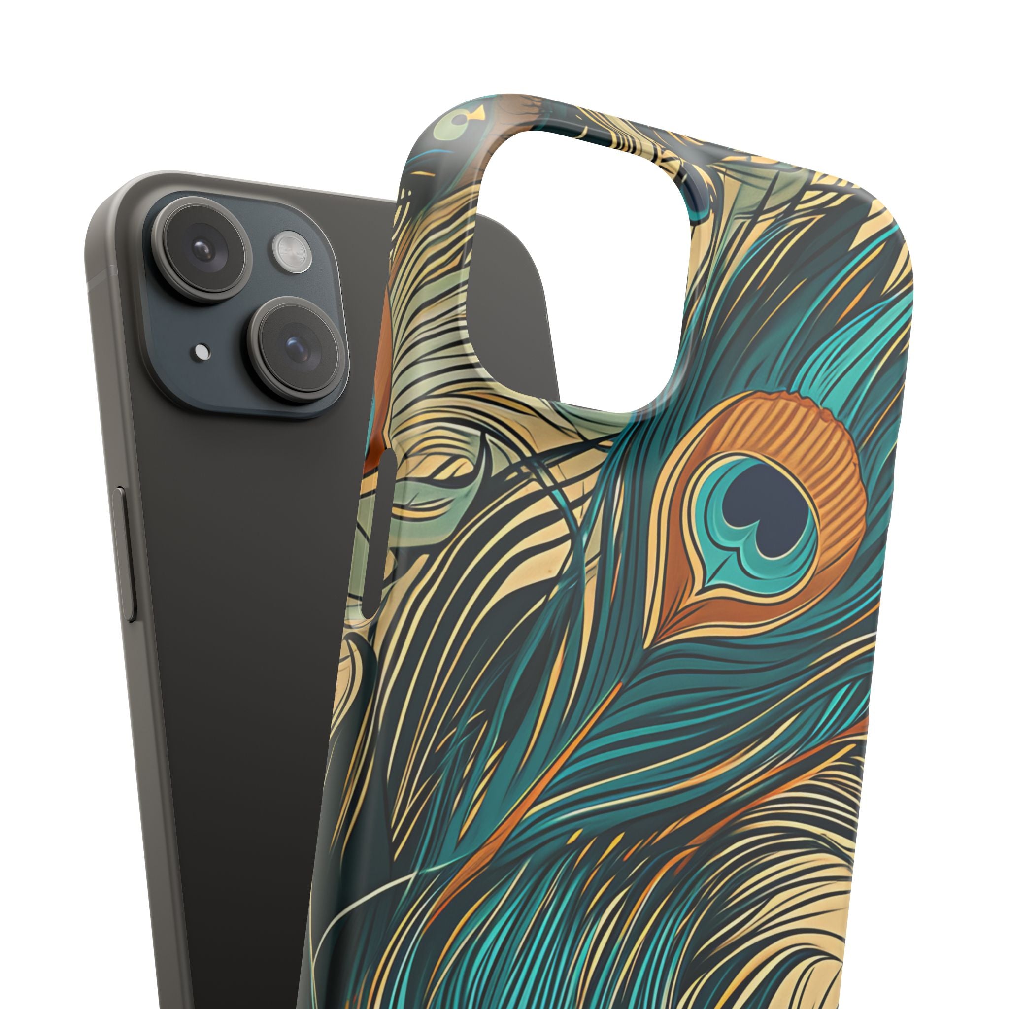 Art Nouveau Peacock Elegance iPhone 15 - Slim Phone Case