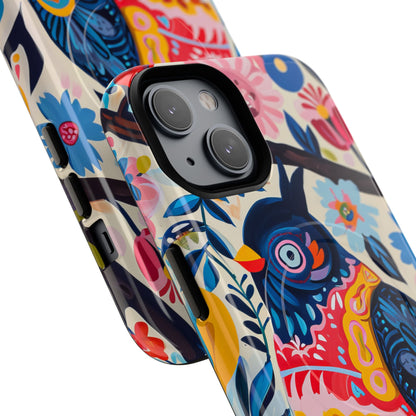 Whimsical Vintage Owl with Floral Charm iPhone 14 | Tough+ Phone Case