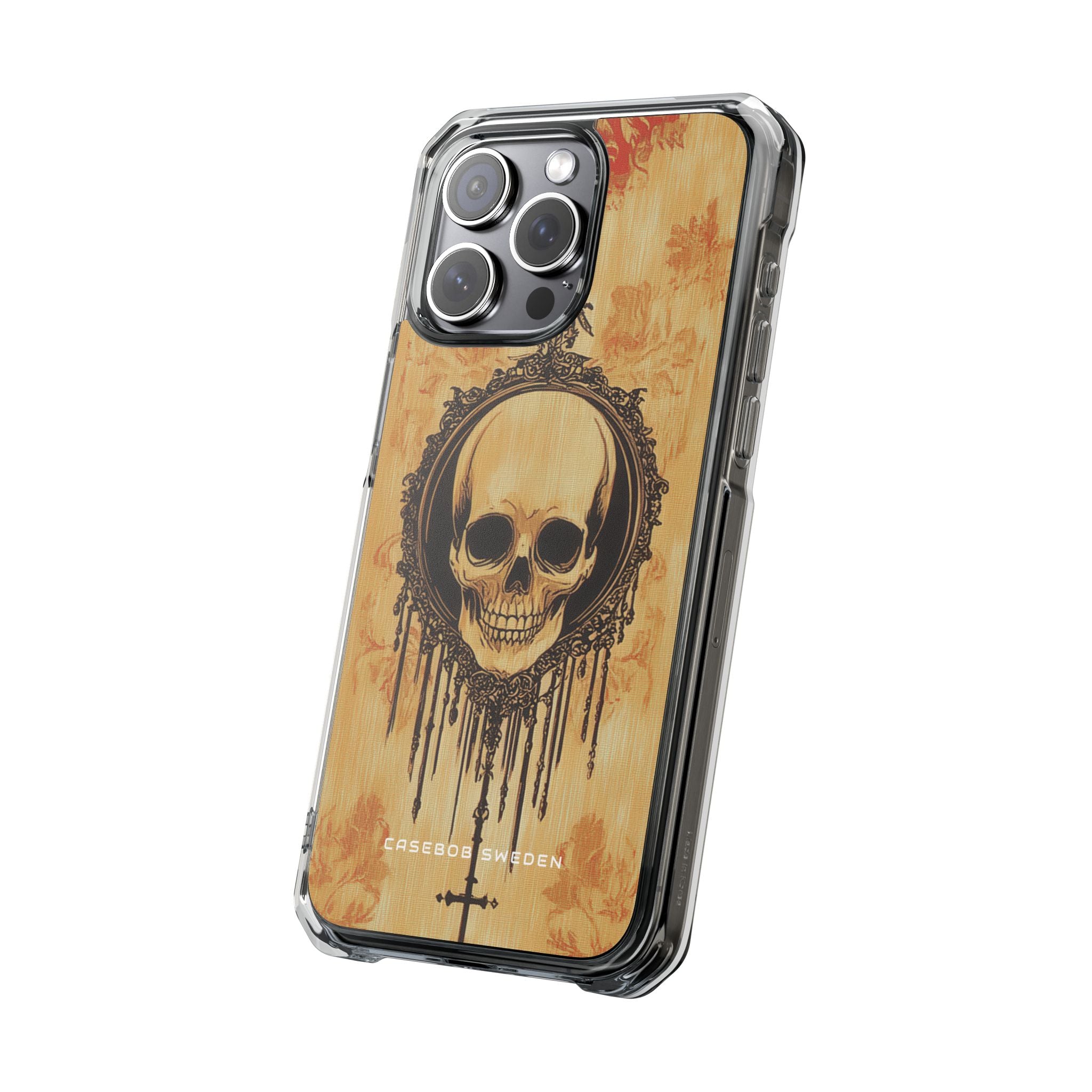 Gothic Skull Elegance iPhone 15 - Clear Impact Phone Case