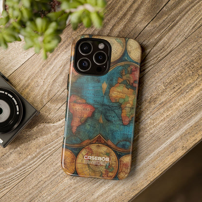 Vintage World Map iPhone 16 - Tough