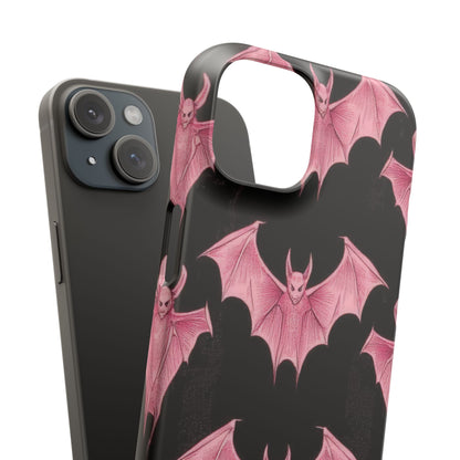 Gothic Pink Bats Aflame iPhone 15 - Slim Phone Case