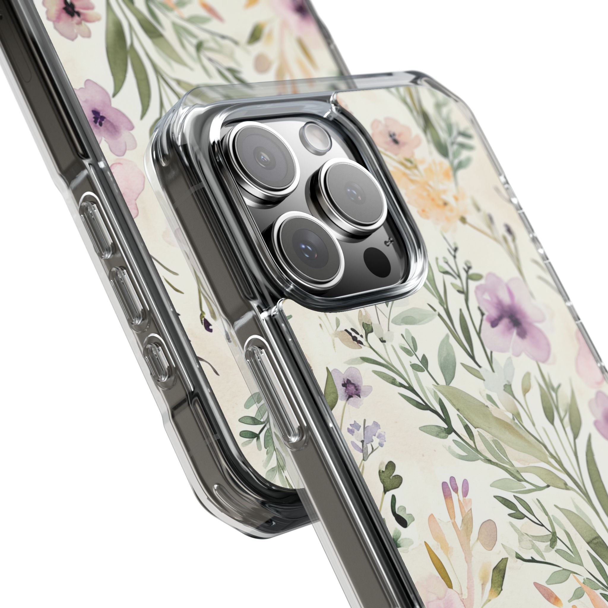 Soft Green Lavender Floral Pattern - Clear Impact iPhone 16 Phone Case