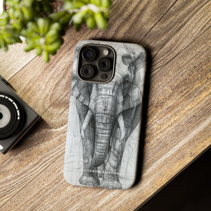 Elephant Line Geometry iPhone 15 - Tough Phone Case