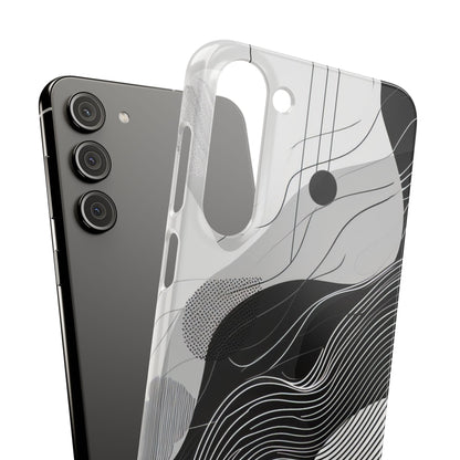 Fluid Rhythms: Monochrome Line Flow Samsung S23 - Slim Phone Case