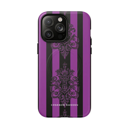 Gothic Elegance with Vertical Stripes and Ornamental Motifs iPhone 14 | Tough+ Phone Case