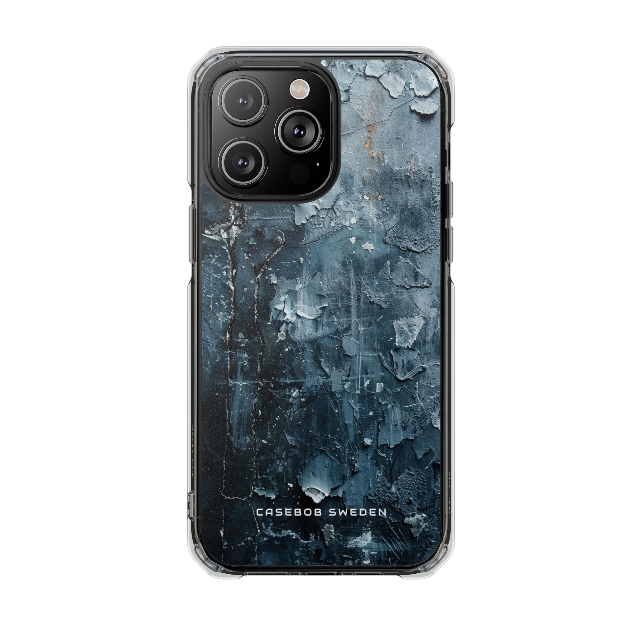 Weathered Blue Tapestry with Cracked Layers iPhone 14 - Clear Impact Phone Case