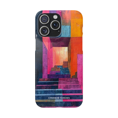 Pink Orange Geometry - Slim iPhone 15 Phone Case