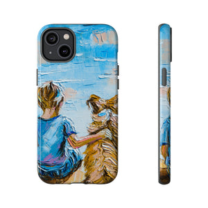 Boy with Dog - Protective Phone Case