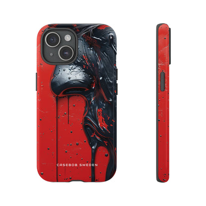 Textured Crimson Bloom iPhone 15 - Tough Phone Case