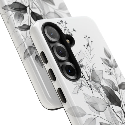 Veined Leaves Gray Samsung S25 Case - Tough