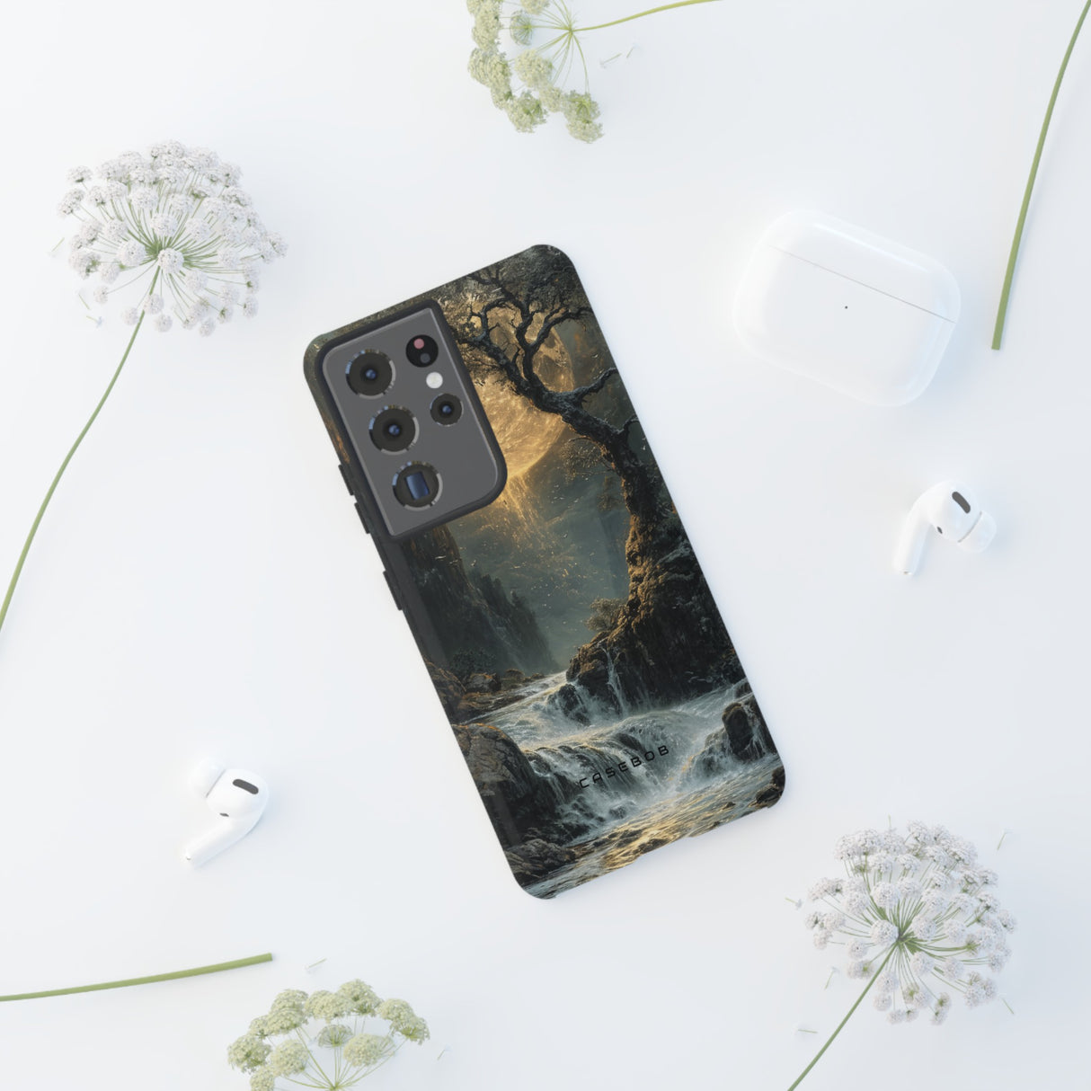 Moonlit Waterfall Silence - Protective Phone Case