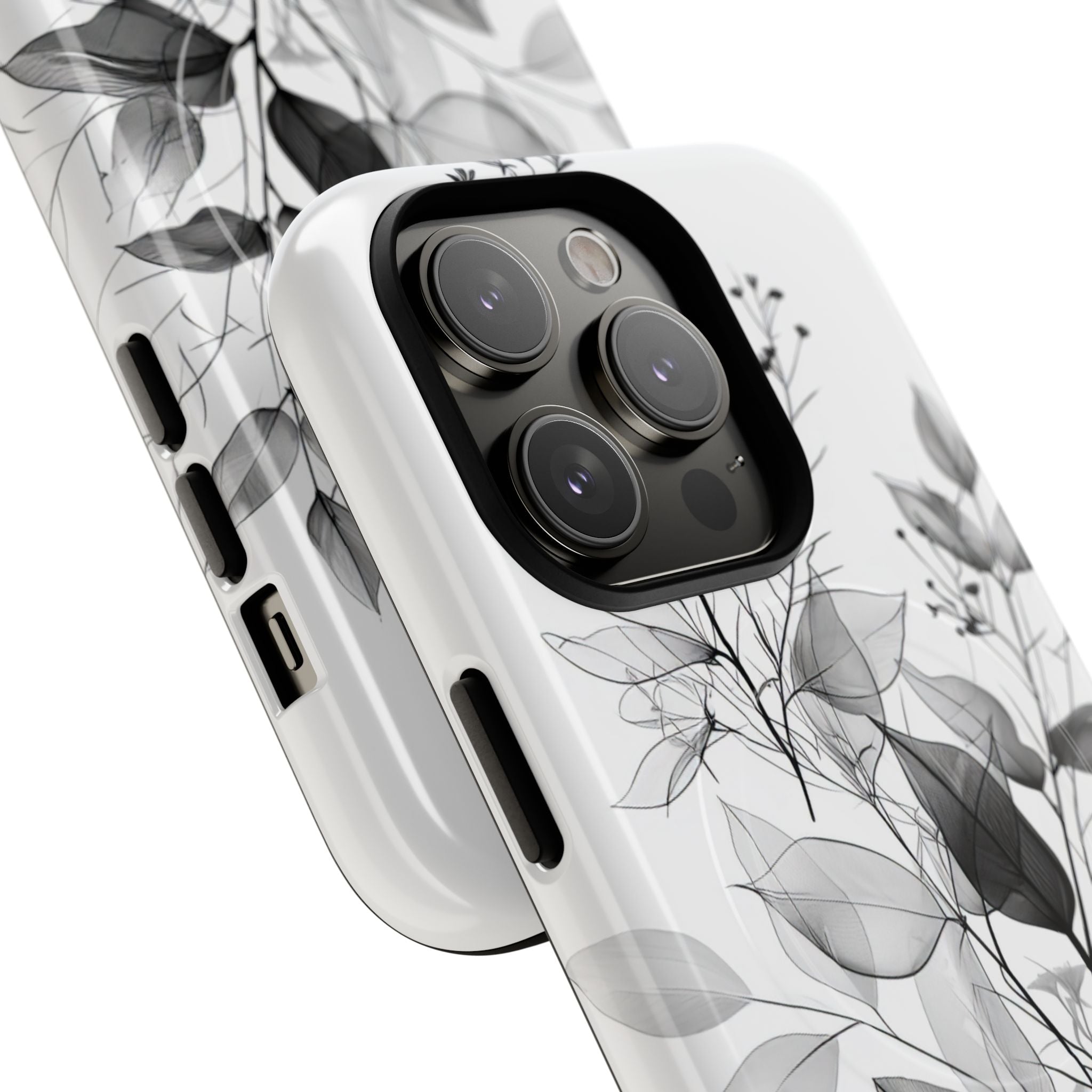 Veined Leaves Gray iPhone 14 Pro Case - Tough+