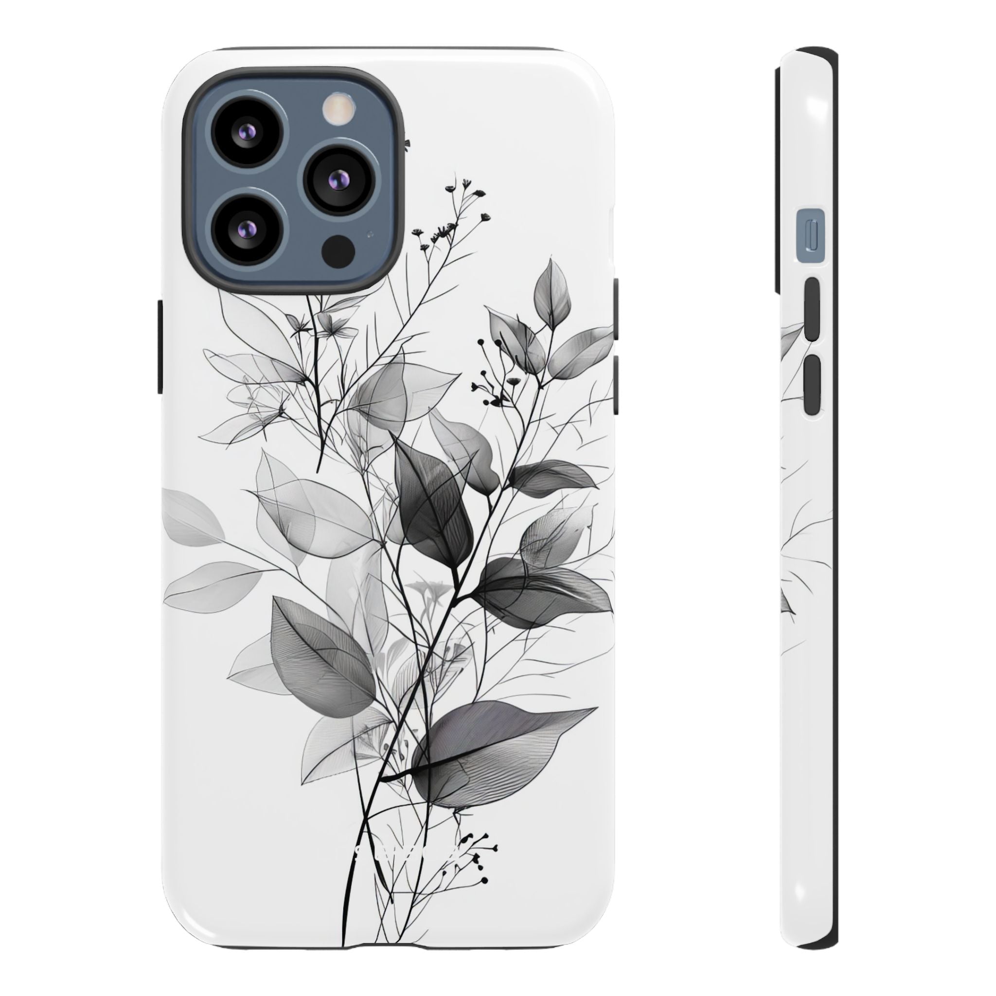 Veined Leaves Gray iPhone 13 Pro Max Case - Tough