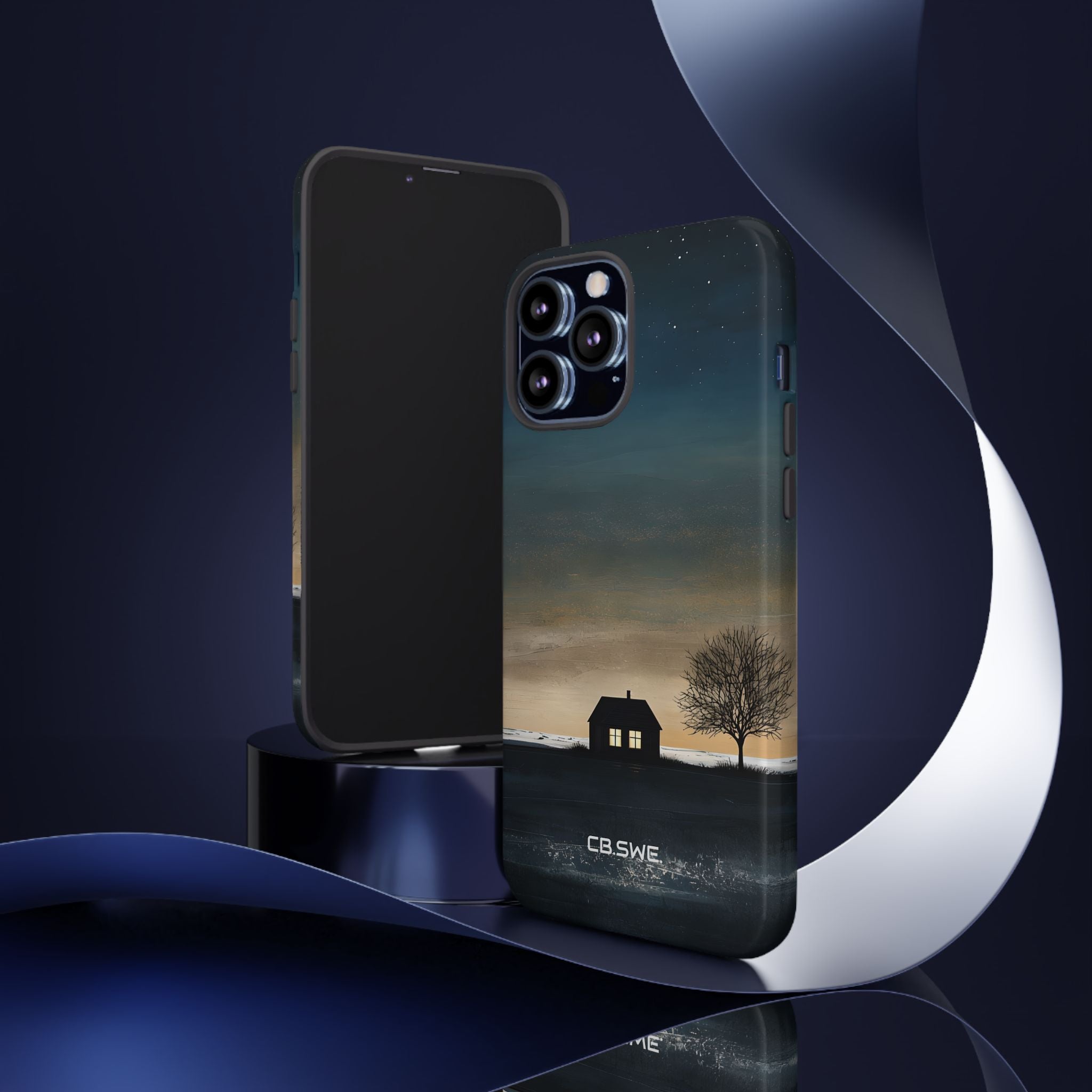 Serene Minimalist Dark House Glowing Windows Phone iPhone 13 - Tough