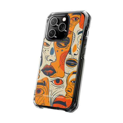 Gradient Face Mosaic iPhone 14 - Clear Impact Phone Case