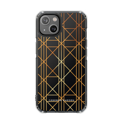 Golden Geometric Elegance iPhone 14 - Clear Impact Phone Case