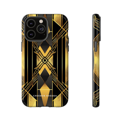 Golden Geometric Elegance iPhone 14 - Tough Phone Case