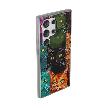 Teal Cat Grid Samsung S23 Ultra Case - Soft