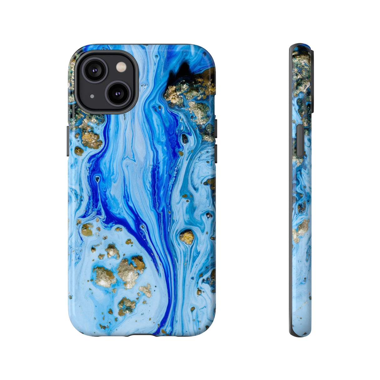 Blue Ice Ink Art iPhone Case (Protective) iPhone 14 Plus Glossy Phone Case