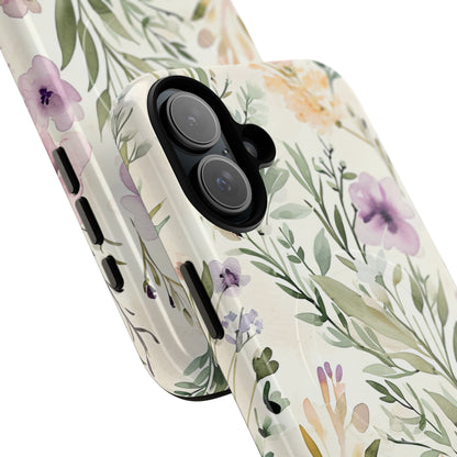 Soft Green Lavender Floral Pattern - Tough + MagSafe® iPhone 16 Phone Case